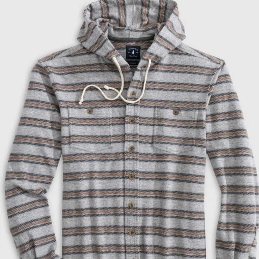 Johnnie-O Barta flannel button-up shirt in grey, men’s Large NWT MSRP $228